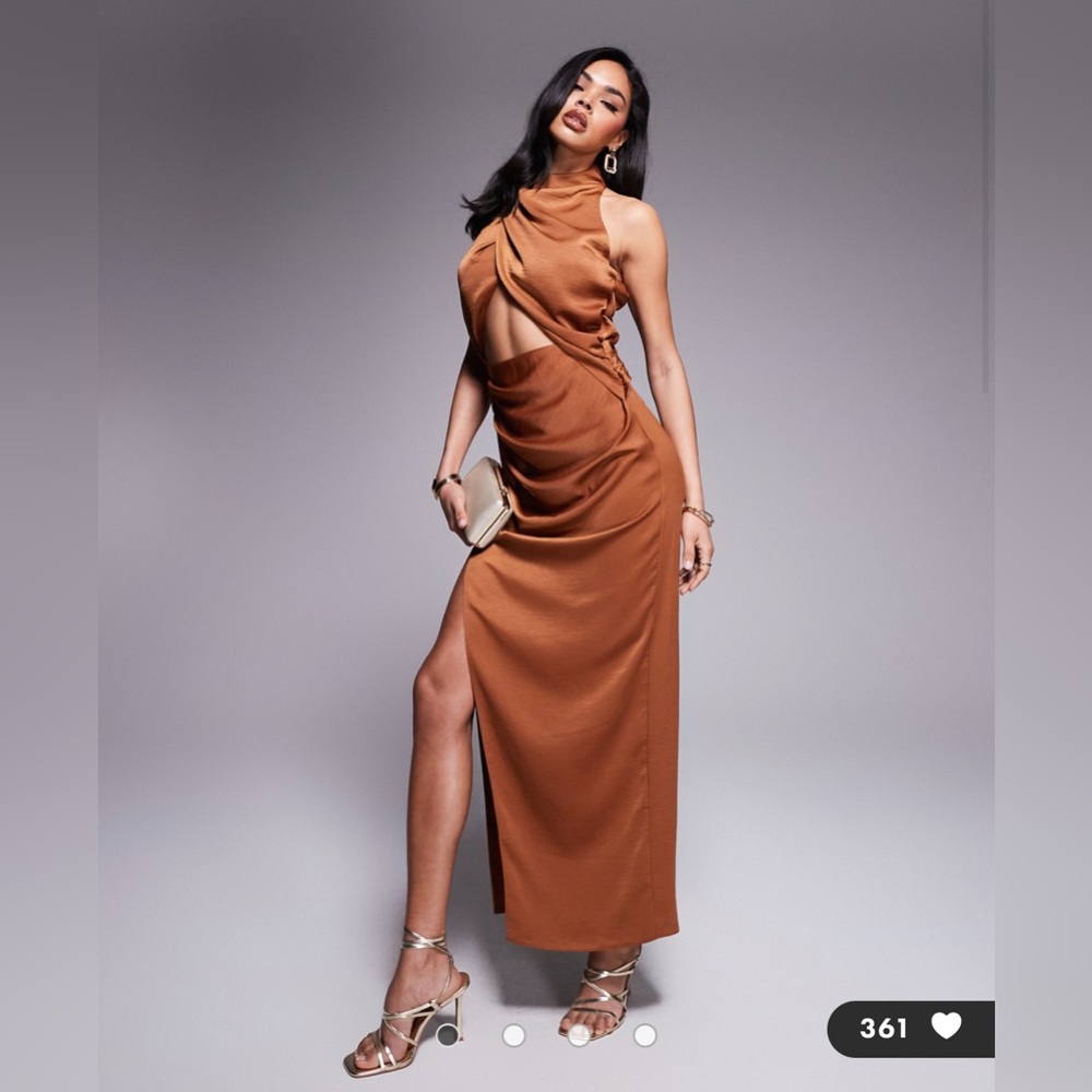 Rust Halter Maxi Dress